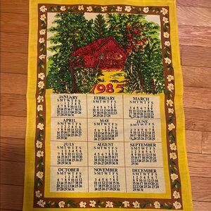 Vintage 1985 Calendar Tapestry with Red Barn
